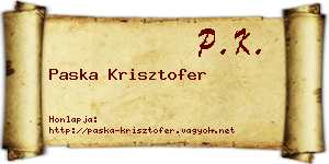 Paska Krisztofer névjegykártya